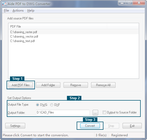 Aide pdf to dwg converter + serial